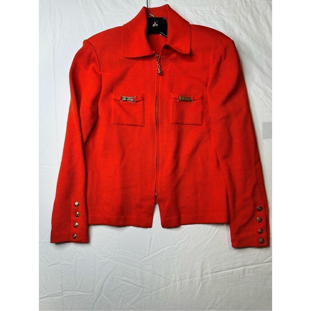 St. John Collection Vintage Full Zip Red with Gold accents Jacket, size Small